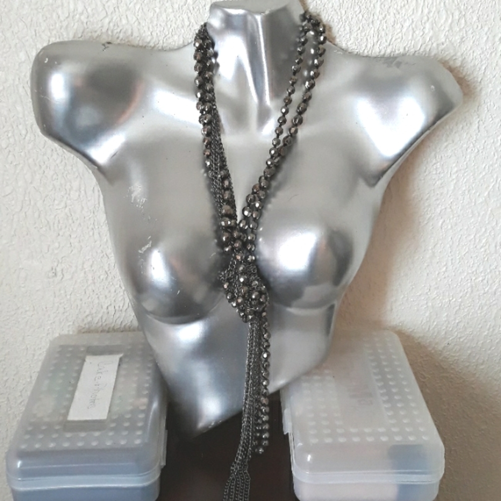 silver tone beaded necklaces